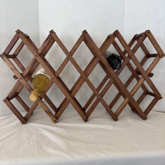 Wine Rack Wooden, Counter-top, Tabletop, Expandable, Accordion Style VTG - Picture 1 of 8